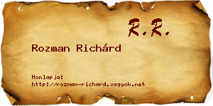 Rozman Richárd névjegykártya